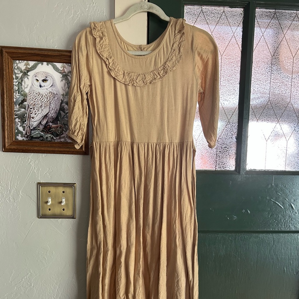 Little Cottonwood Beige Button-Up Dress XS